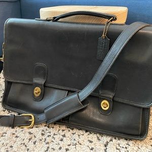 *SOLD* Vintage Coach Prescott black leather briefcase messenger bag